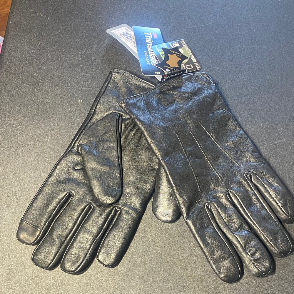 Igloos 3M Thinsulate Black Genuine Leather Leather Gloves Mens Size Large